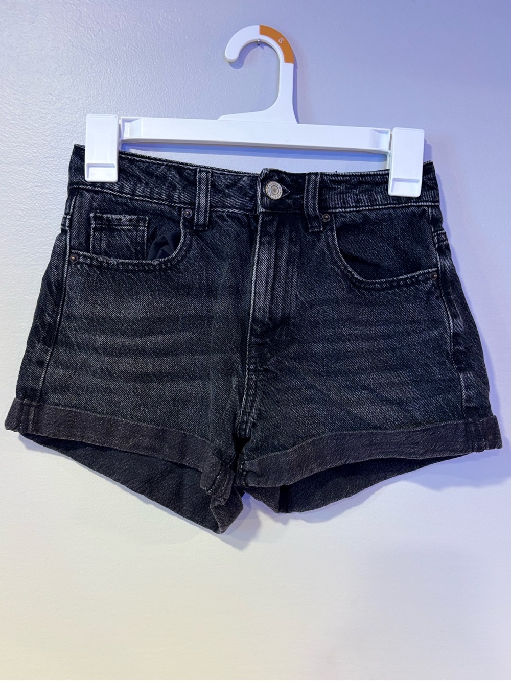 PacSun Black Denim Mom Shorts High Rise Rigid Denim Women's 24 XS